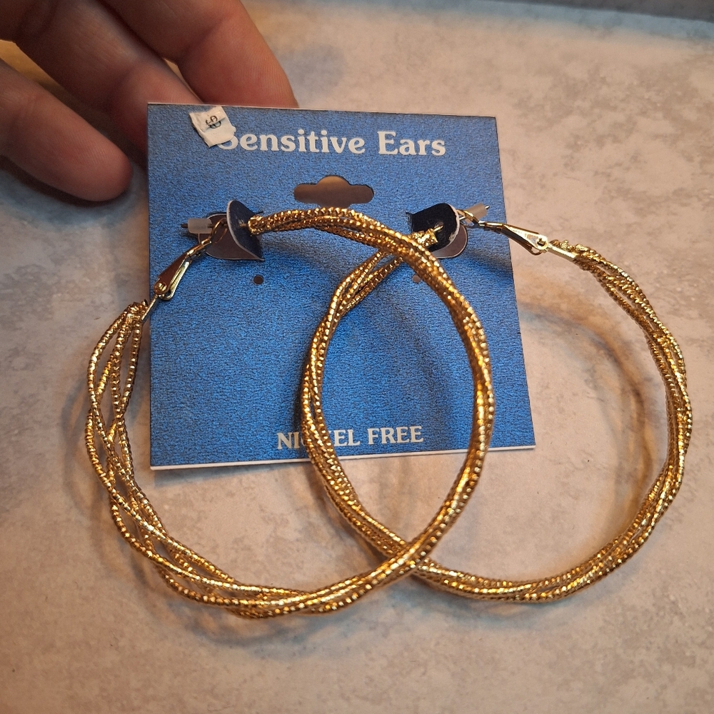 Twisted Gold Hoop Earrings for Sensitive Ears